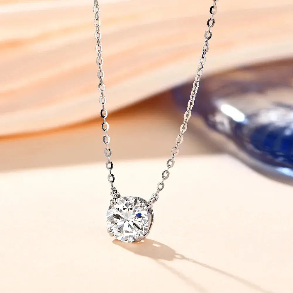 Collier pendentif 1 Ct Moissanite 6,5 mm en argent 925 pour femmes – Bijoux fins pour mariage et fête Casa Bijoux